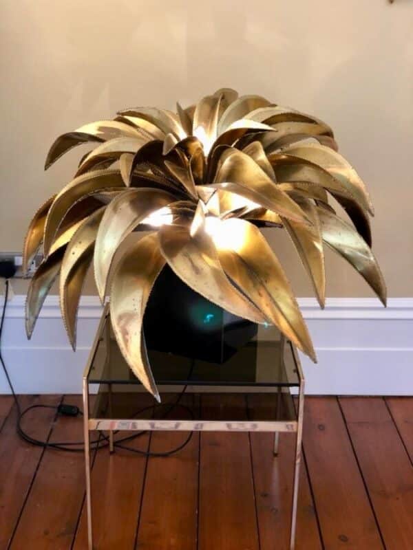 Maison Jansen Gold Brass Palm Leaf Table Lamp, Original Rare Iconic - Image 12