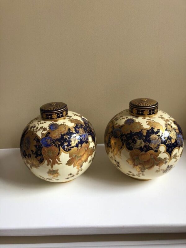 A Pair of 19th Century Royal Crown Derby Lidded Spherical Vases Antique Royal Crown Derby Antique Ceramics 6