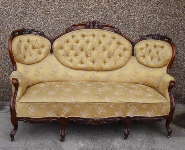 Victorian Mahogany Button Back Settee SAI1102 - Image 17
