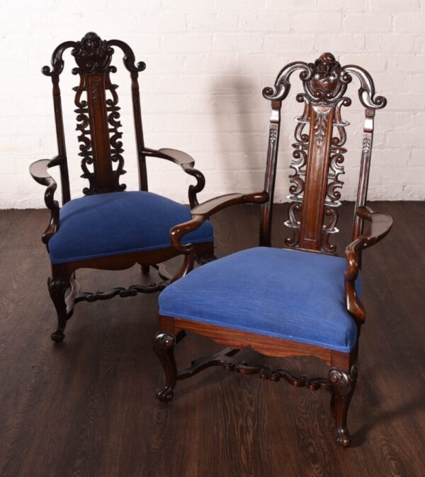 Pair Of Dutch Mahogany Low Arm Chairs SAI1173