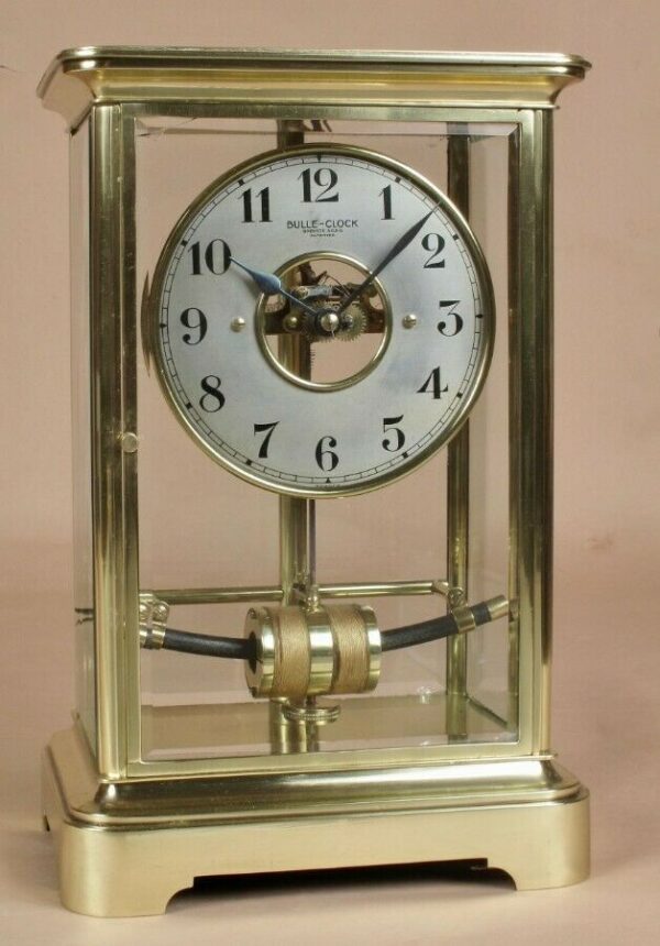 Bulle Electric Four sided glass and brass clock circa 1910 Antique Clocks 3