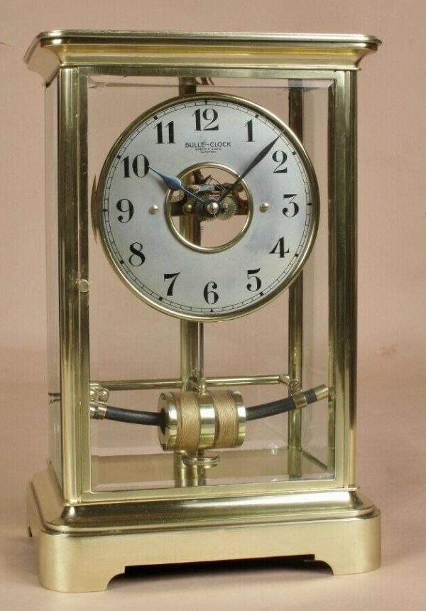 Bulle Electric Four sided glass and brass clock circa 1910