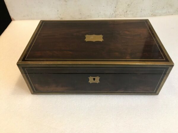 ANTIQUE VICTORIAN COROMANDEL WRITING SLOPE – – SECRET DRAWERS Antique Boxes 3