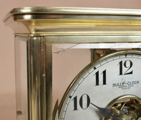 Bulle Electric Four sided glass and brass clock circa 1910 Antique Clocks 4