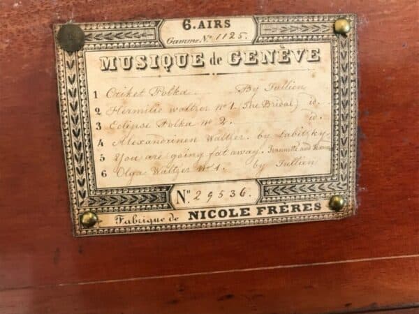 NICOLE FRERES MUSICAL MUSIC BOX Antique Boxes 7