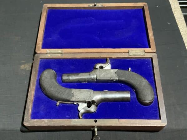 H Nock of London matched pair Boxed pistols. Antique Guns 3