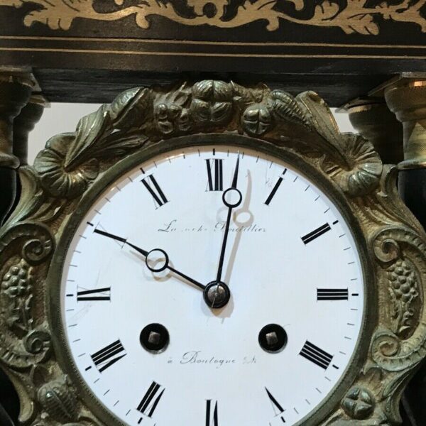 French Portico clock under glass dome - Image 7