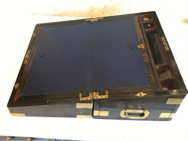 ANTIQUE VICTORIAN COROMANDEL WRITING SLOPE – – SECRET DRAWERS Antique Boxes 8