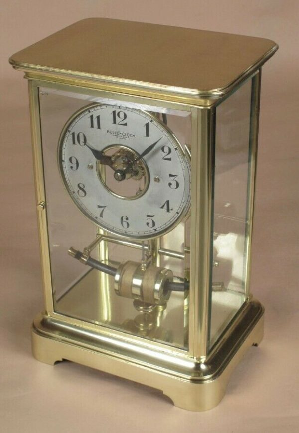 Bulle Electric Four sided glass and brass clock circa 1910 Antique Clocks 9