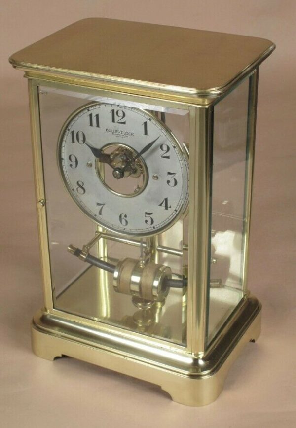 Bulle Electric Four sided glass and brass clock circa 1910 - Image 8