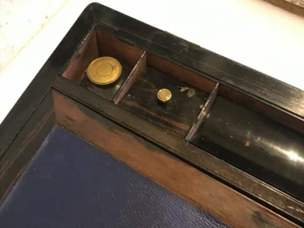 ANTIQUE VICTORIAN COROMANDEL WRITING SLOPE – – SECRET DRAWERS Antique Boxes 9