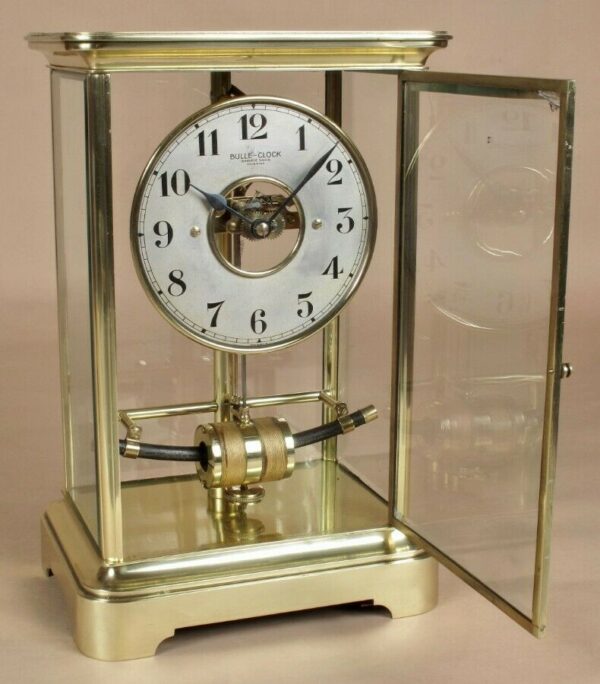 Bulle Electric Four sided glass and brass clock circa 1910 Antique Clocks 11