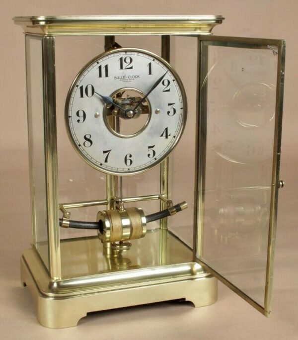 Bulle Electric Four sided glass and brass clock circa 1910 - Image 9