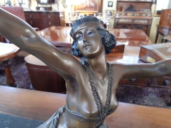 Large Art Deco bronze dancer, Claire Colinet - Image 5