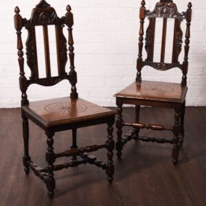 Pair Of Oak Hall Chairs SAI1228 Antique Chairs