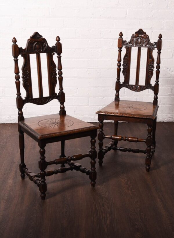Pair Of Oak Hall Chairs SAI1228 Antique Chairs 3