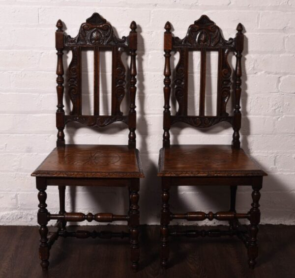Pair Of Oak Hall Chairs SAI1228 Antique Chairs 8