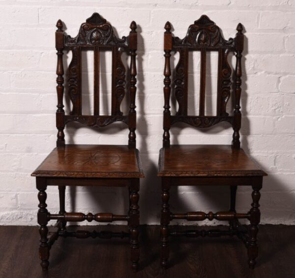 Pair Of Oak Hall Chairs SAI1228 - Image 6