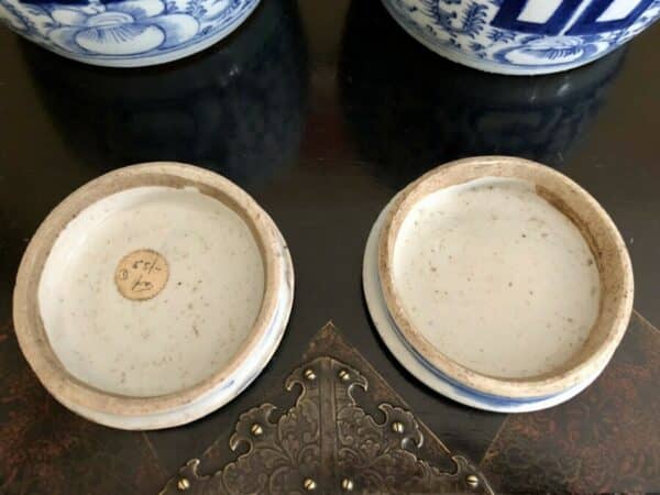 Pair Of Chinese Marriage or Ginger Jars, Double Happiness, Lidded Blue & White - Image 6