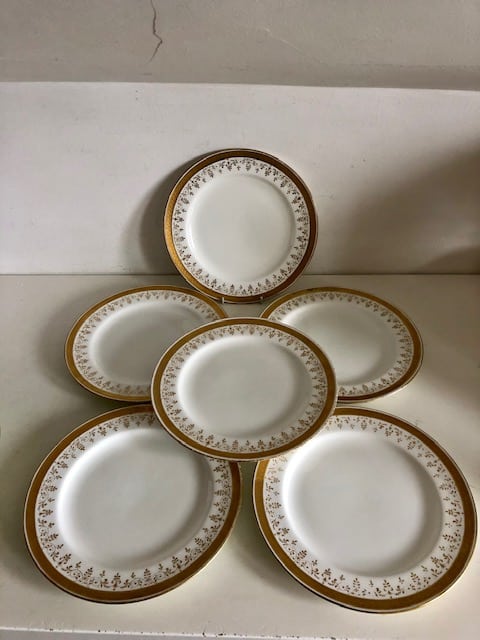 Six Antique Mintons Dinner Plates White Gold Made for F C Osler London Antiques To Buy