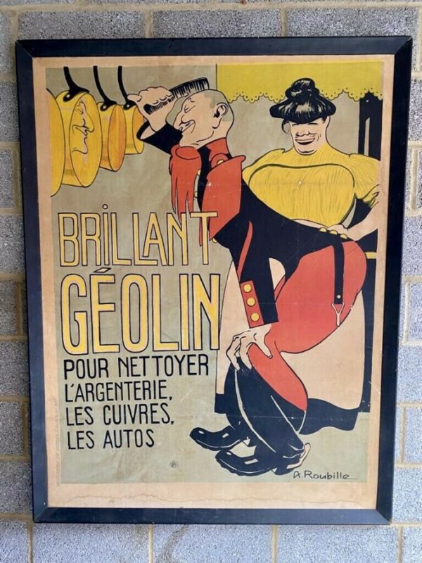 A French Advertising Poster Brillant Geolin By A Roubille Circa 1900, Large! advertising Antique Art 3