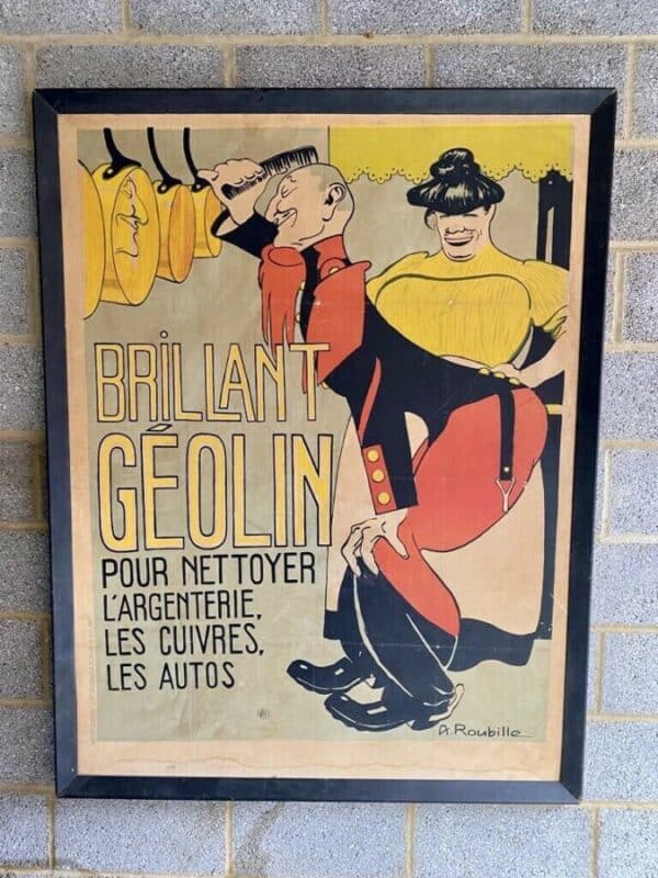A French Advertising Poster Brillant Geolin By A Roubille Circa 1900, Large! advertising Antique Art 4