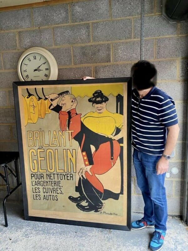 A French Advertising Poster Brillant Geolin By A Roubille Circa 1900, Large! advertising Antique Art 8