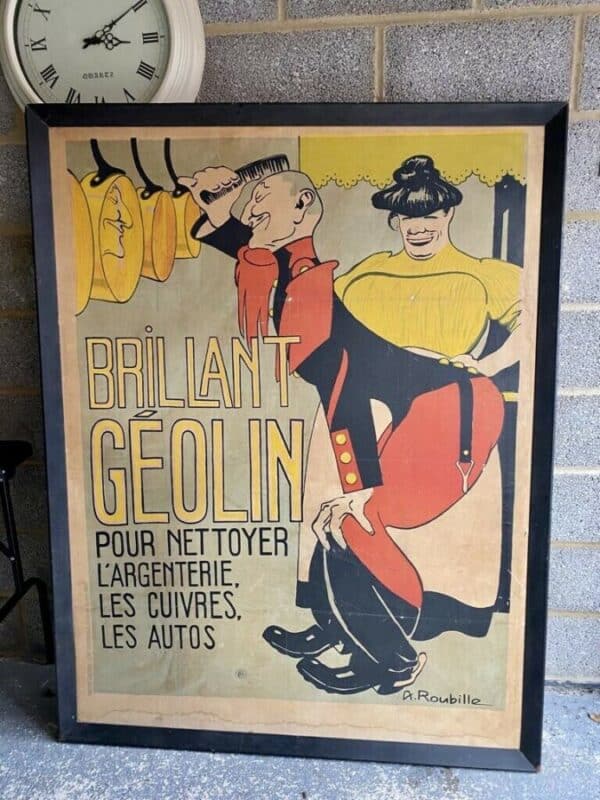 A French Advertising Poster Brillant Geolin By A Roubille Circa 1900, Large! advertising Antique Art 9