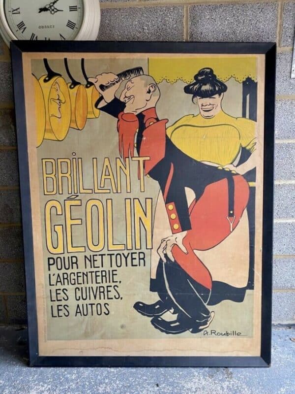 A French Advertising Poster Brillant Geolin By A Roubille Circa 1900, Large! advertising Antique Art 11