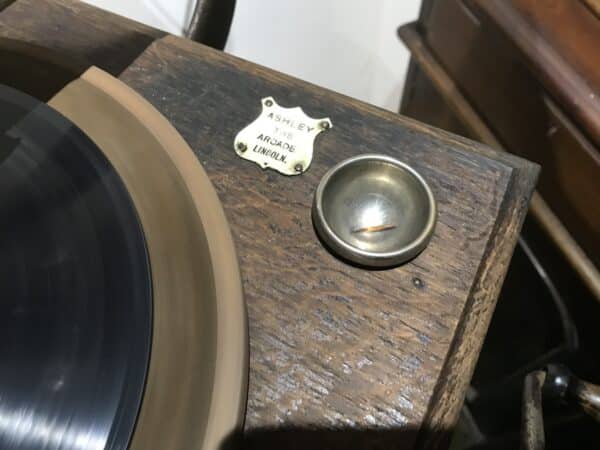 Horn 1920’s phonograph records player Oak Cased Antique Musical Instruments 5