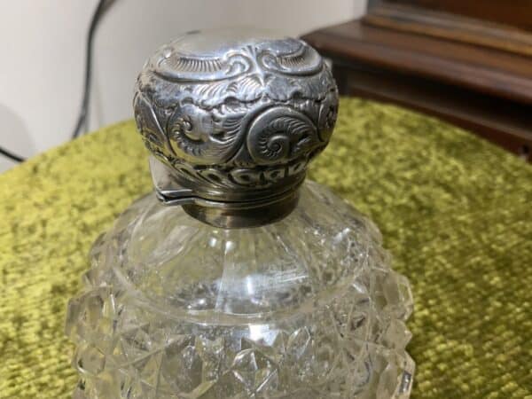 Silver topped cut glass cent bottle Antique Silver 5