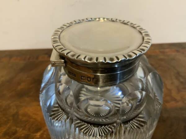 Desks top inkwell with silver top 1896 Antique Silver 4