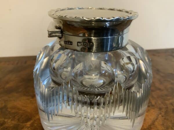 Desks top inkwell with silver top 1896 Antique Silver 5