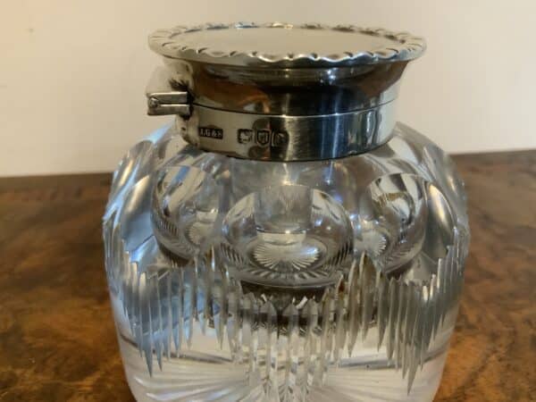 Desks top inkwell with silver top 1896 - Image 3