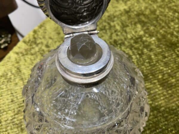 Silver topped cut glass cent bottle Antique Silver 7