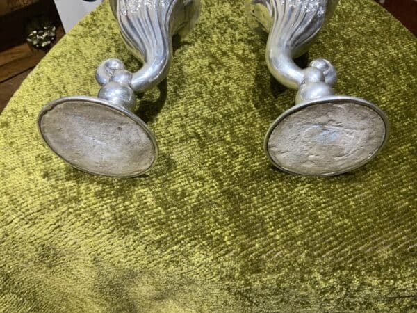 Solid silver Chester Hallmark for 1908 pair of matching Vases Antique Vases 8
