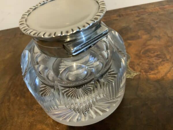 Desks top inkwell with silver top 1896 Antique Silver 8