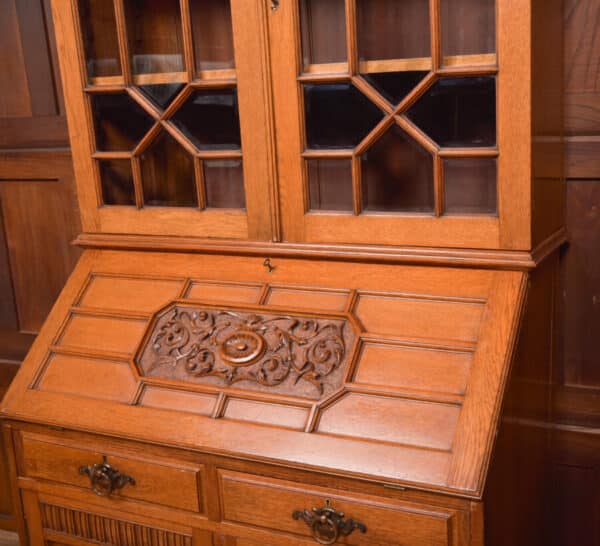 Edwardian Oak Bureau Bookcase SAI2547 - Image 15