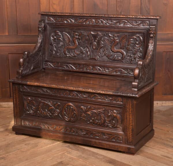 Victorian Oak Hall Bench SAI2552