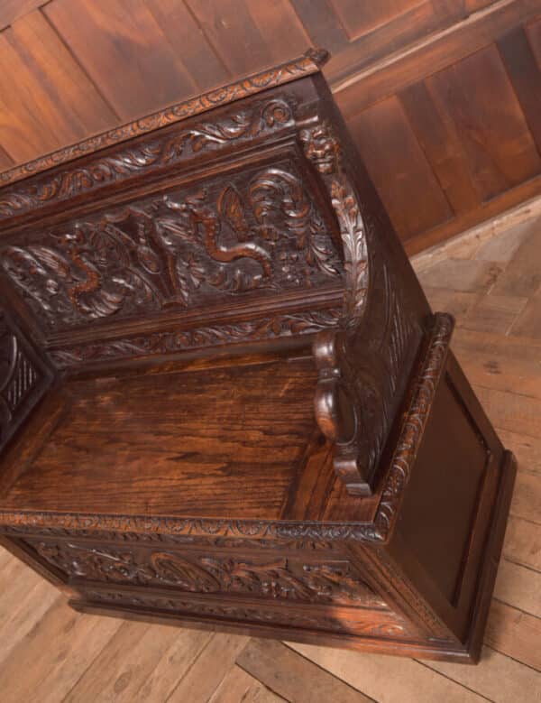 Victorian Oak Hall Bench SAI2552 - Image 3