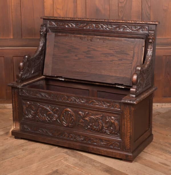 Victorian Oak Hall Bench SAI2552 - Image 6