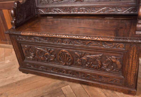 Victorian Oak Hall Bench SAI2552 - Image 7