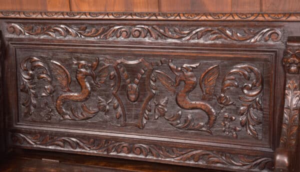 Victorian Oak Hall Bench SAI2552 - Image 8