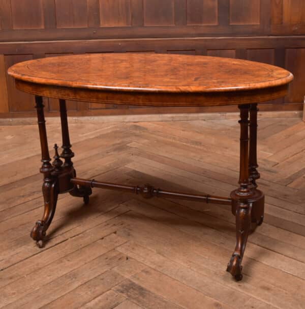 Victorian Burr Walnut Oval Stretcher/ Side Table SAI2566 - Image 2