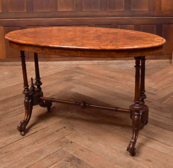 Victorian Burr Walnut Oval Stretcher/ Side Table SAI2566 - Image 3