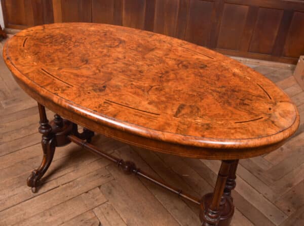 Victorian Burr Walnut Oval Stretcher/ Side Table SAI2566 - Image 4