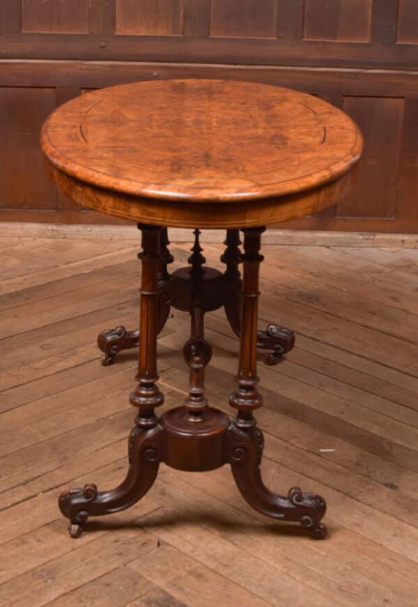 Victorian Burr Walnut Oval Stretcher/ Side Table SAI2566 - Image 6
