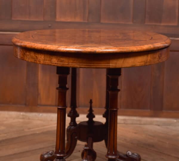Victorian Burr Walnut Oval Stretcher/ Side Table SAI2566 - Image 13