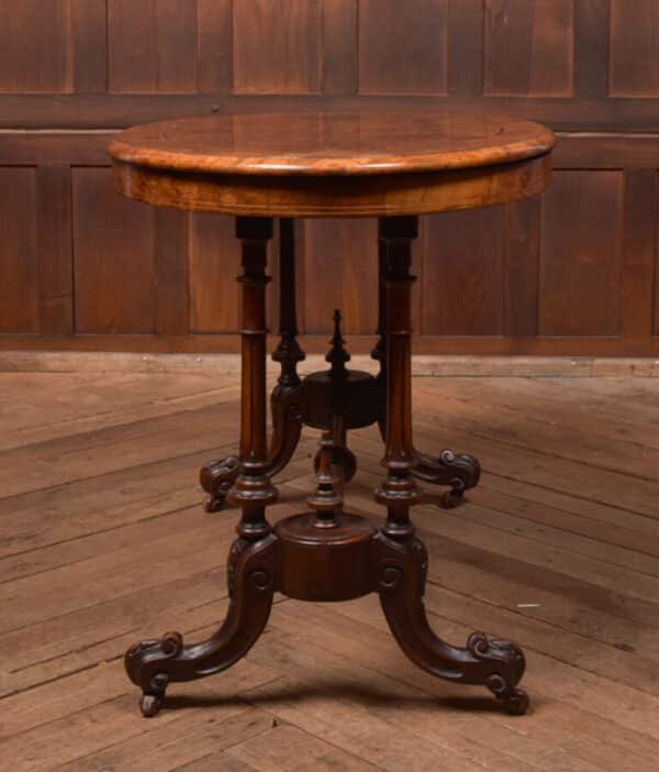 Victorian Burr Walnut Oval Stretcher/ Side Table SAI2566 - Image 12