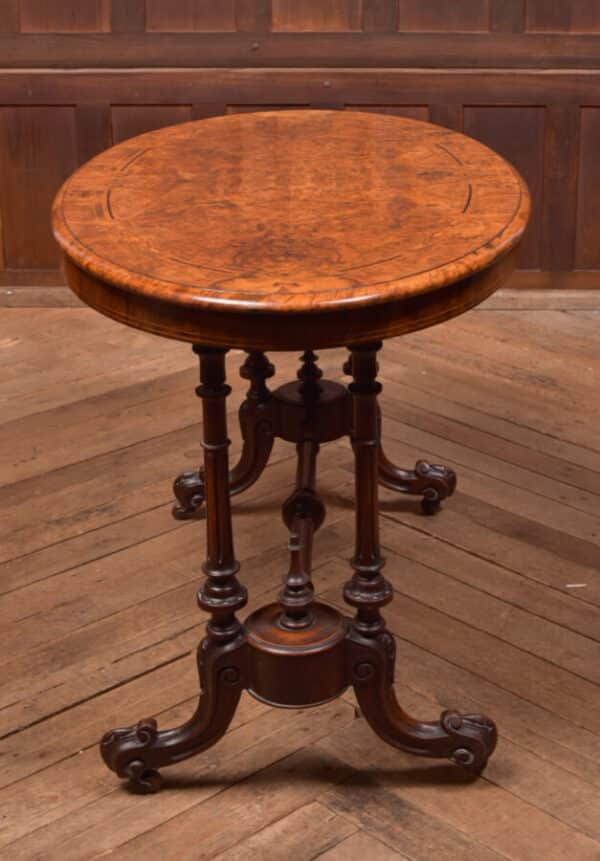 Victorian Burr Walnut Oval Stretcher/ Side Table SAI2566 - Image 11
